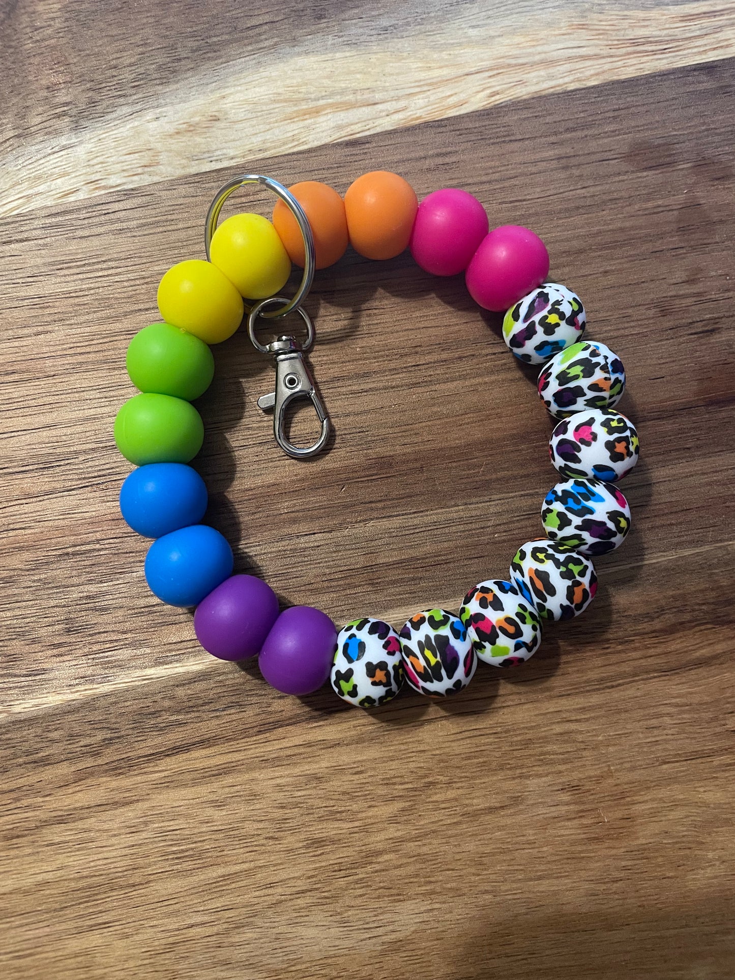 Rainbow Cheetah Wristlet