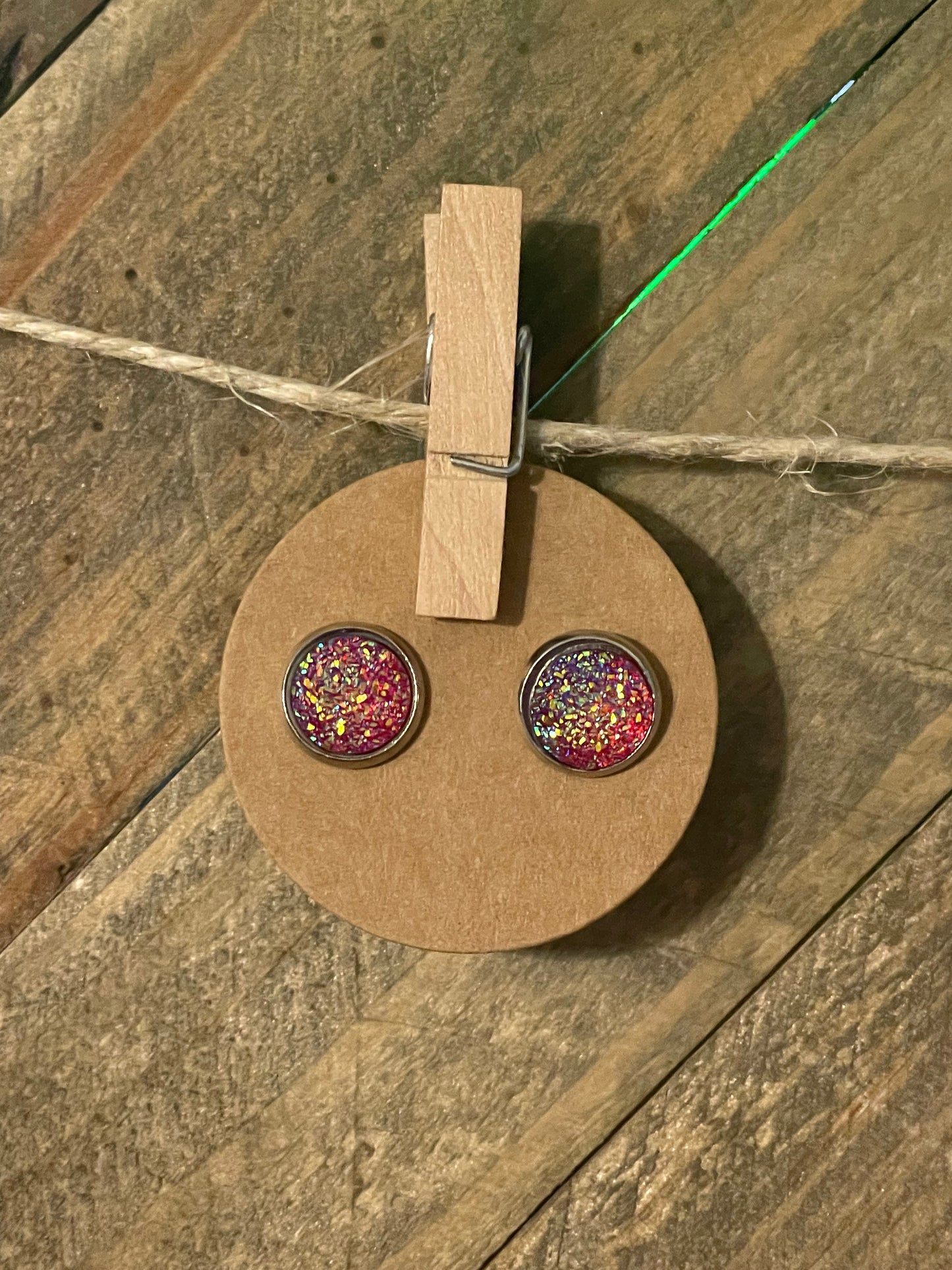 Druzzy Circle Stud Earrings