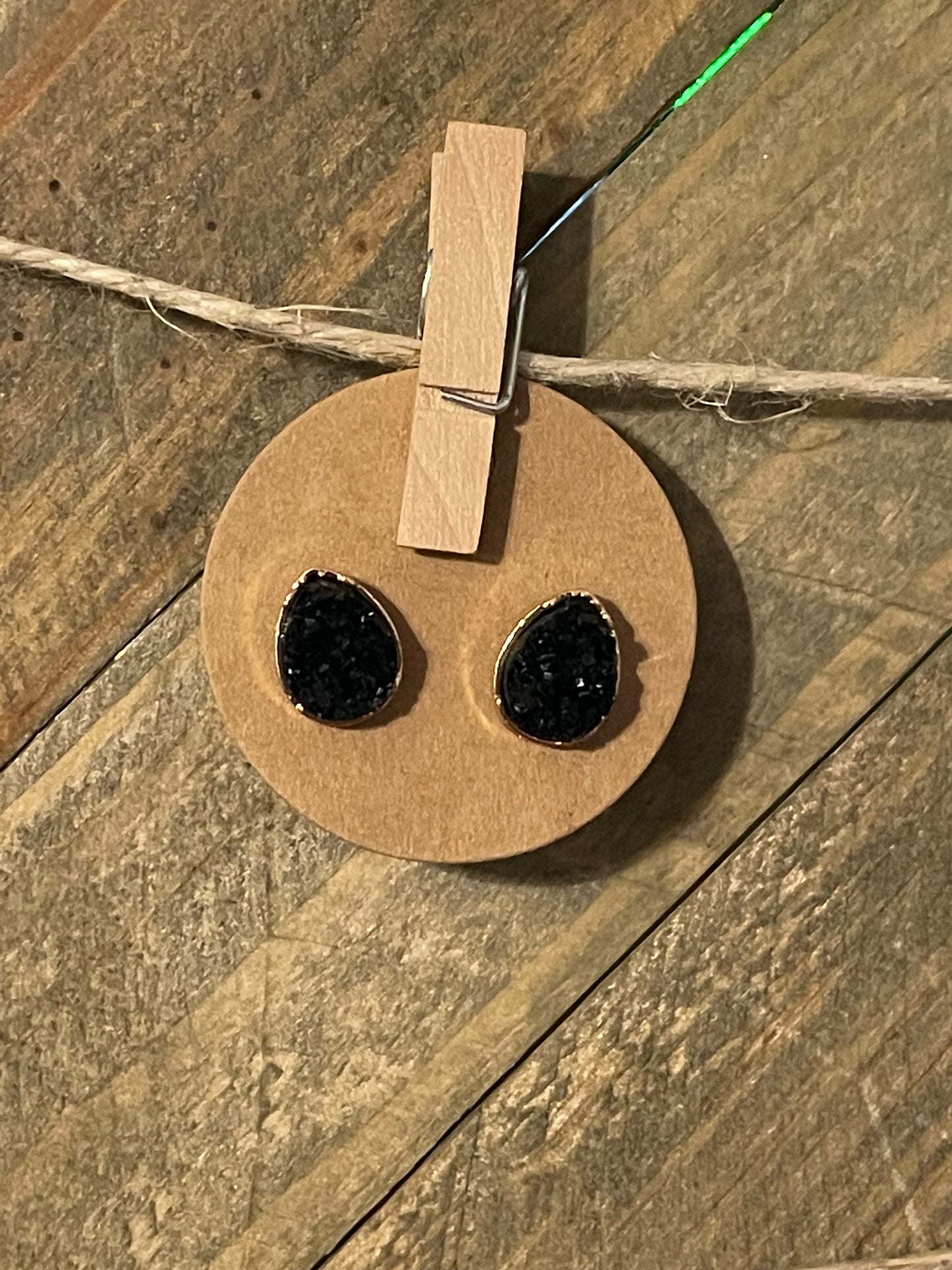 Black Waterdrop Stud Earrings