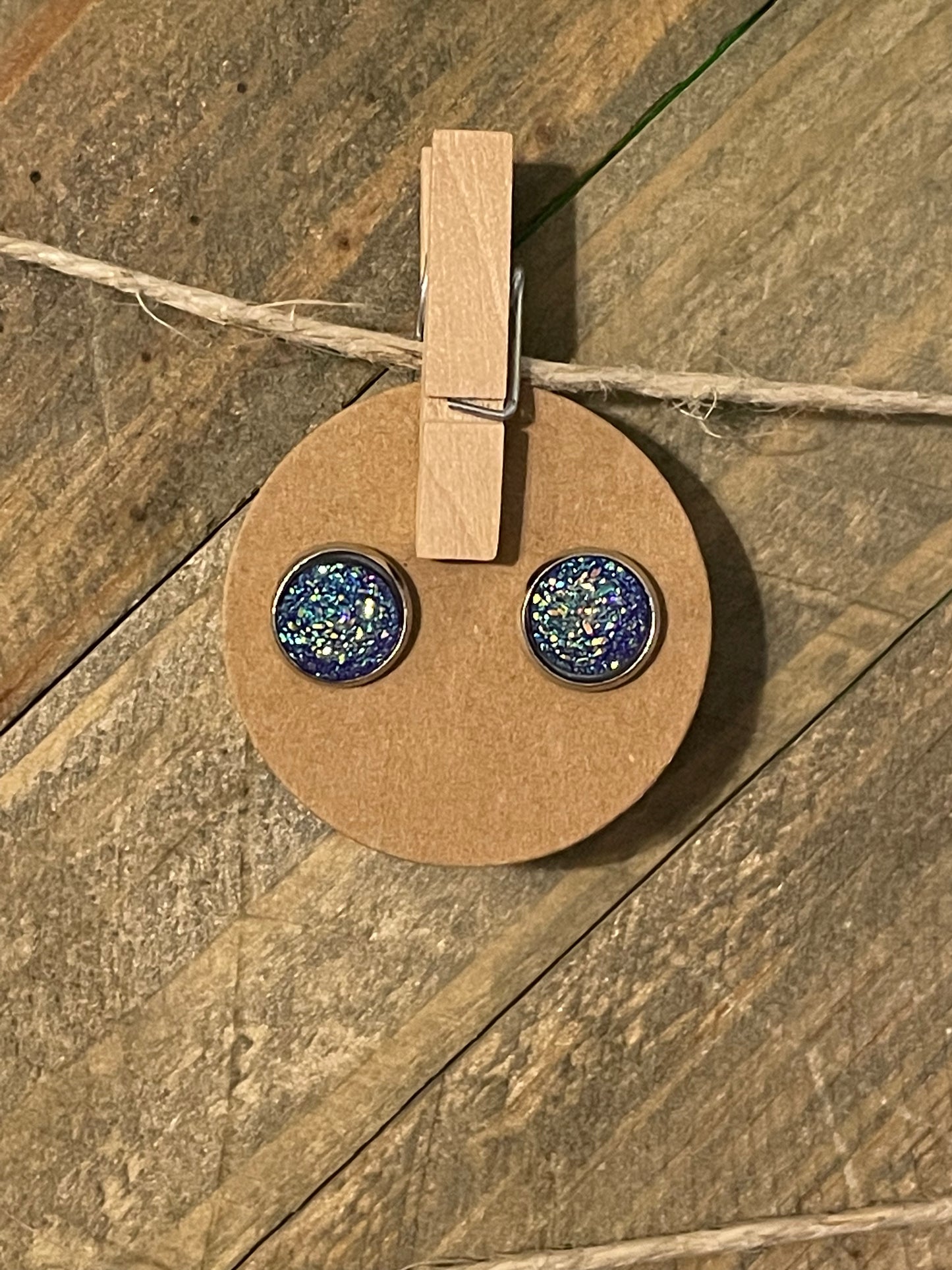 Druzzy Circle Stud Earrings