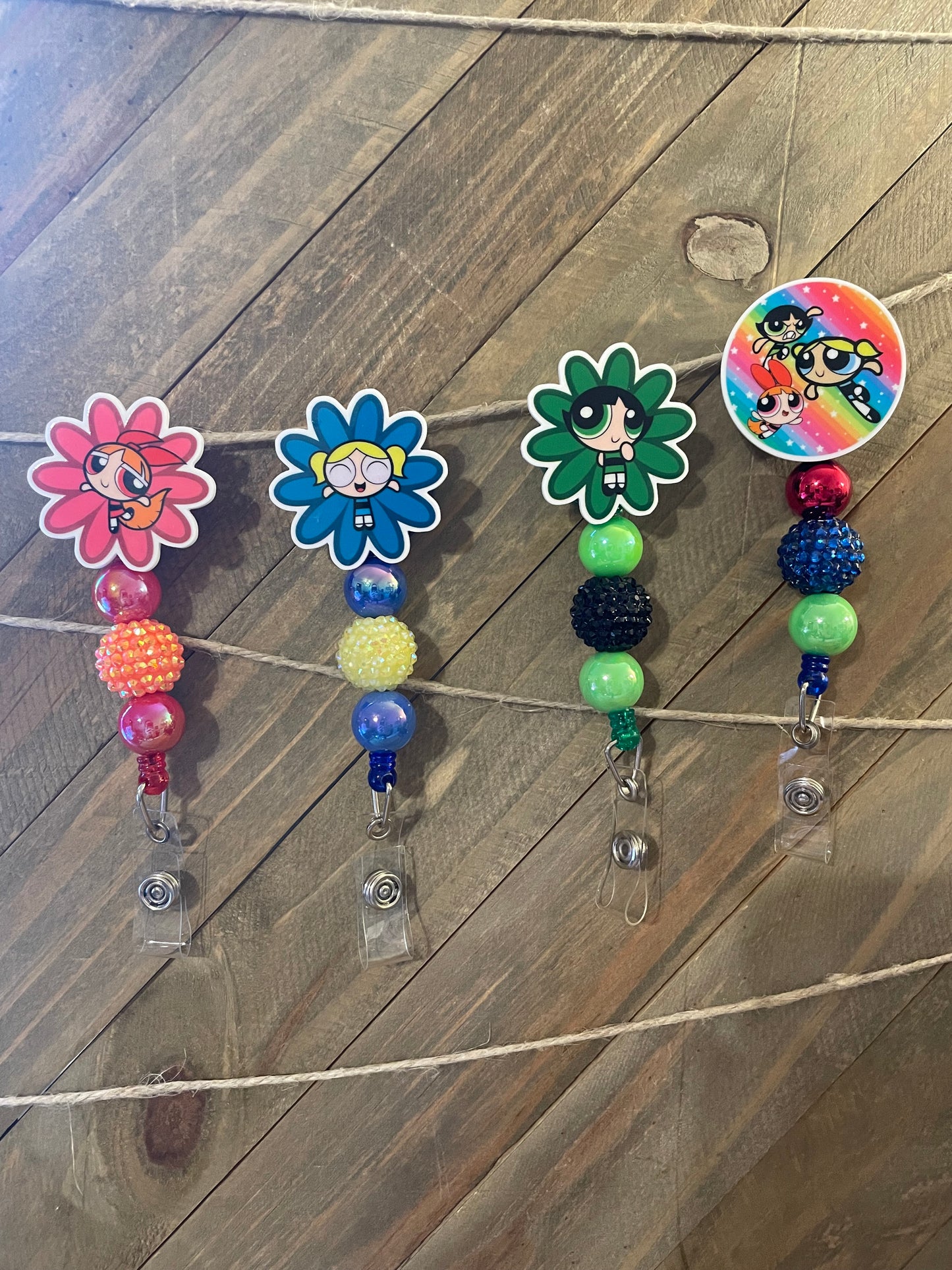 Cute Power Puffed Girlies Badge Reel