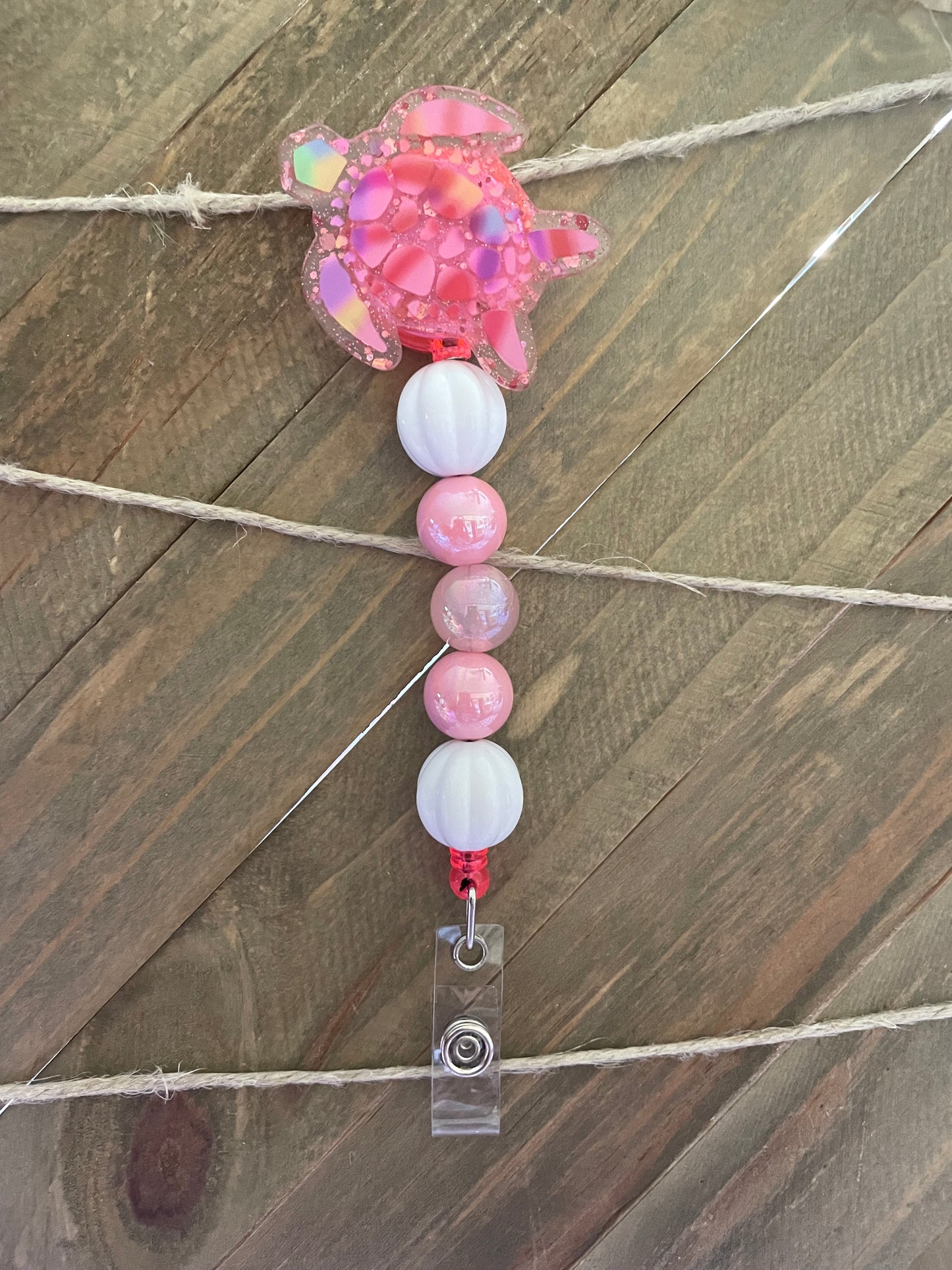 Pink Turtle Badge Reel