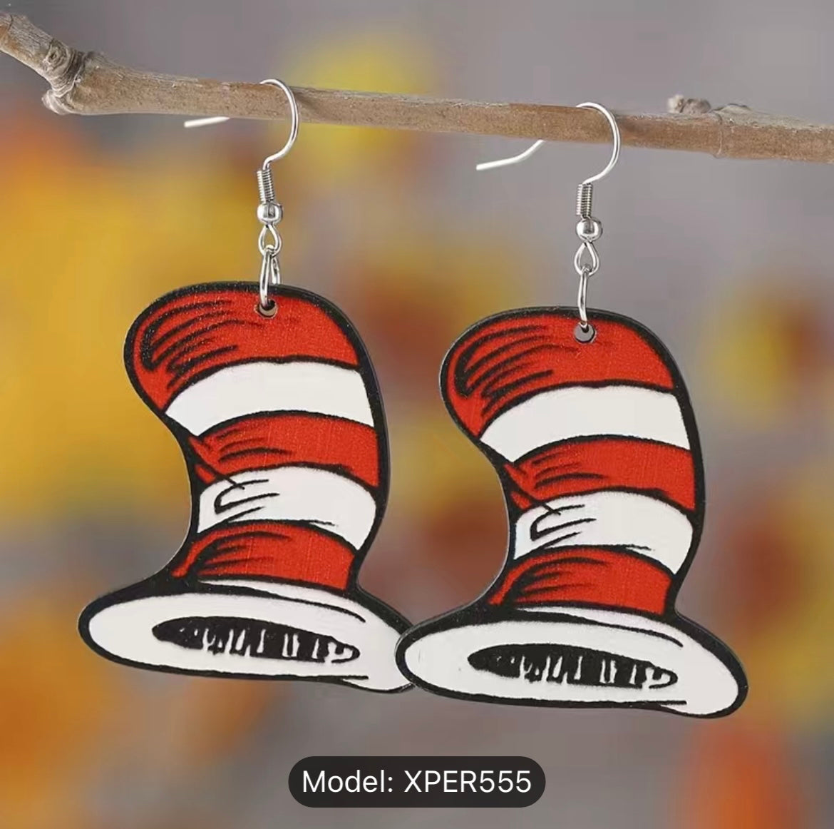 Striped Hat Dangle Earrings