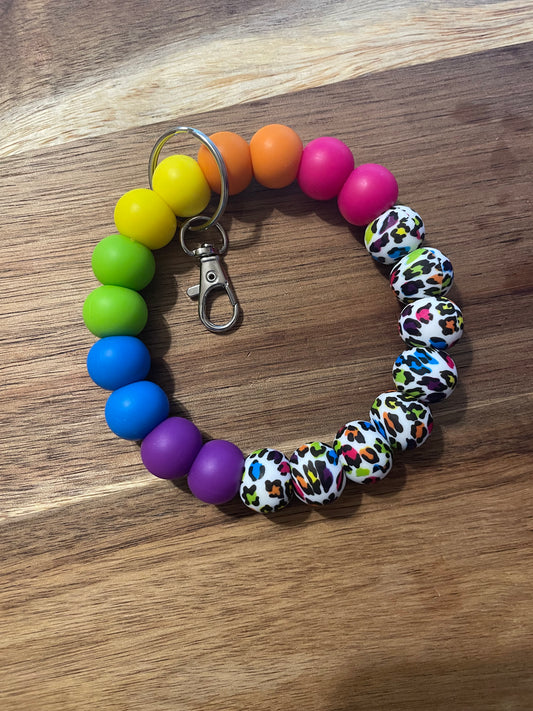 Rainbow Cheetah Wristlet