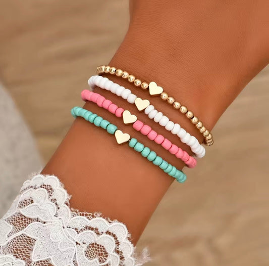 Vintage Heart Beaded Bracelet