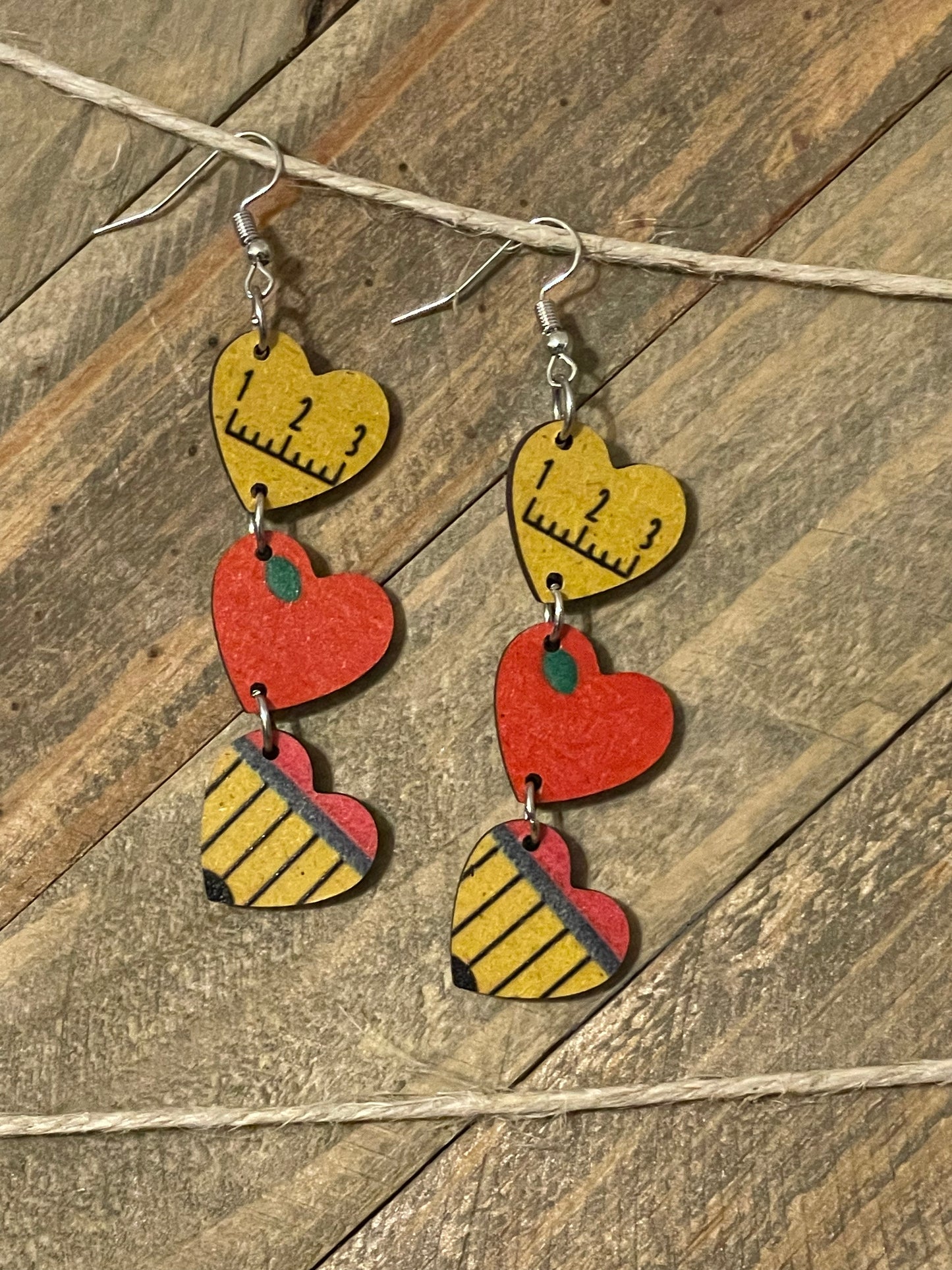 Teacher Heart Dangle Earrings