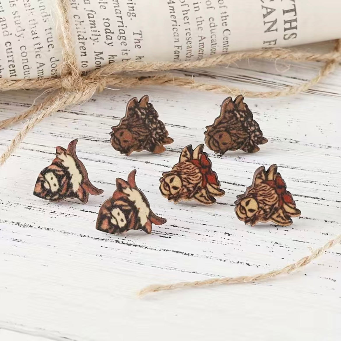 Cow Head Stud Earrings
