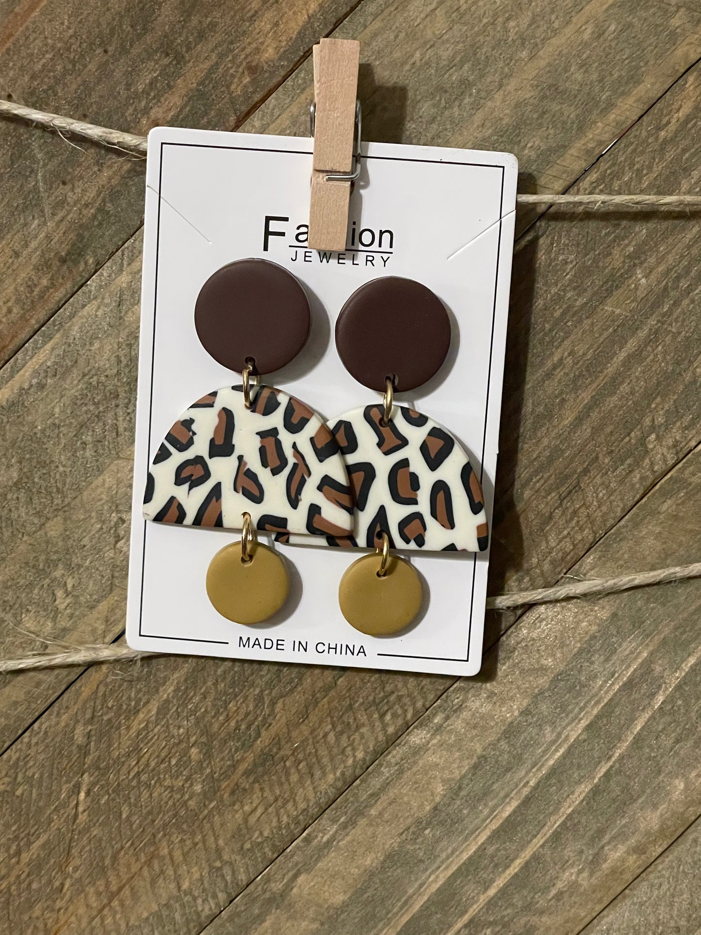 Leopard Semi-Circle Dangle Earrings