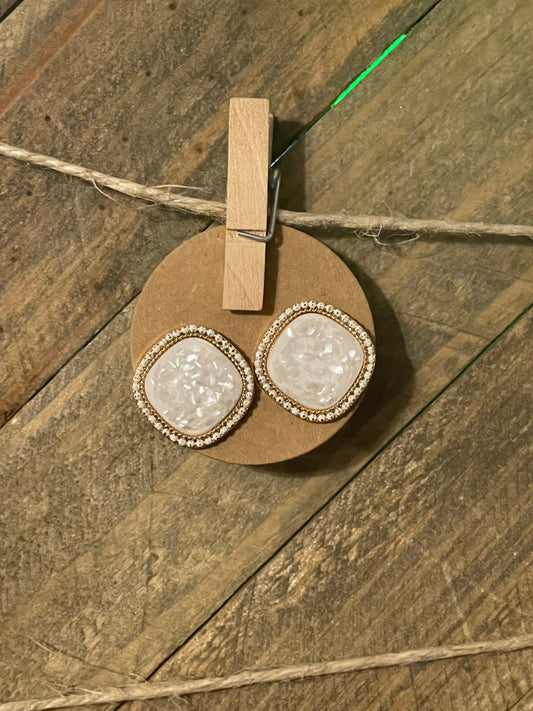 Pearl Square Stud Earrings