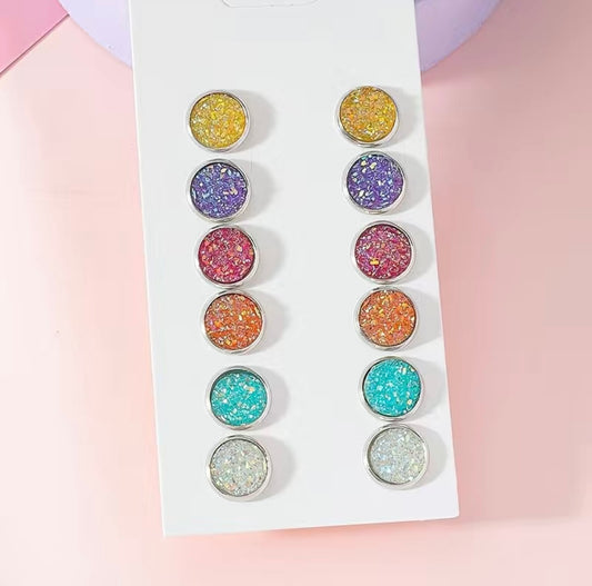 Druzzy Circle Stud Earrings