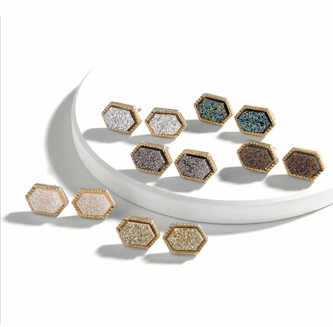 Hexagon Stud Earrings