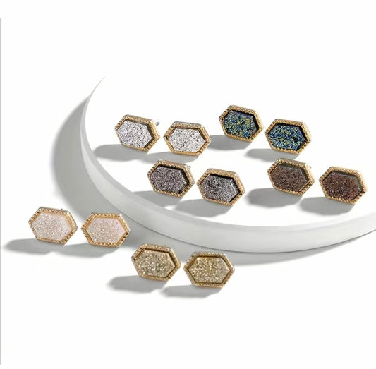 Hexagon Stud Earrings