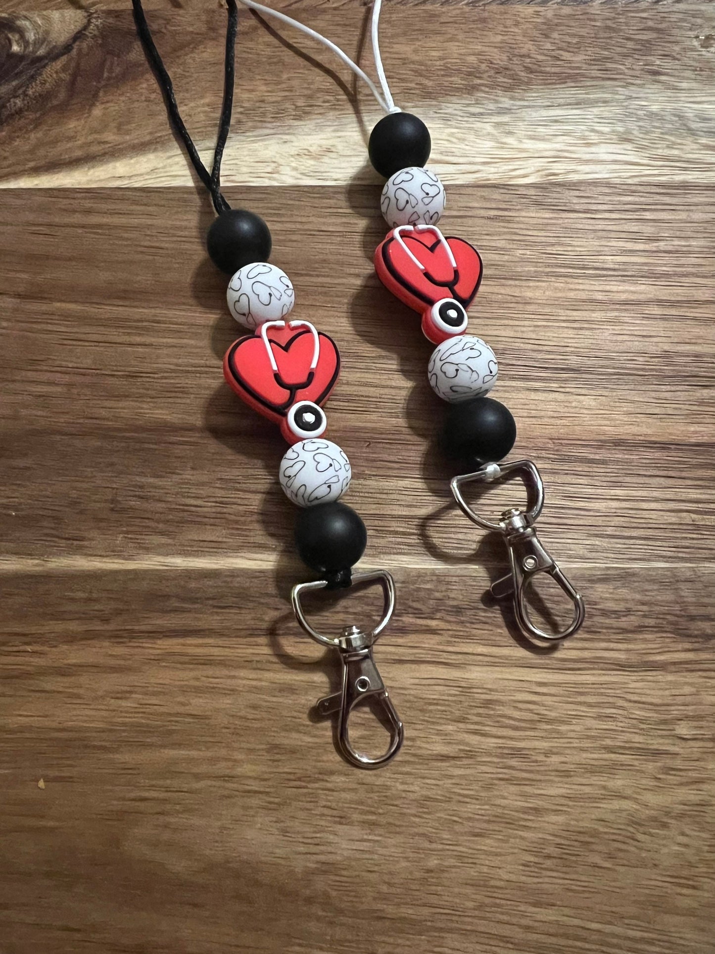 Stethoscope Heart Beaded Lanyard
