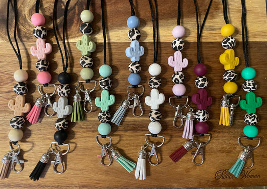 Cactus Silicone Beaded Lanyard