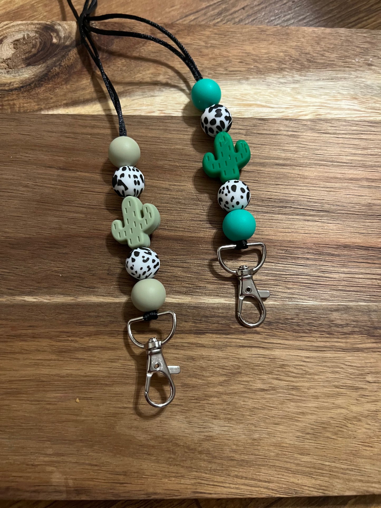 Cactus Silicone Beaded Lanyard