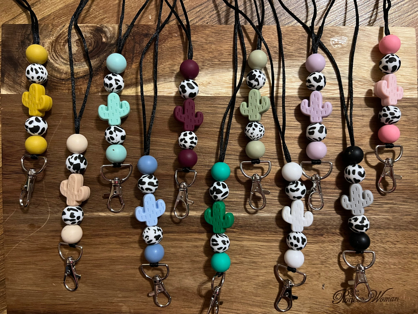 Cactus Silicone Beaded Lanyard
