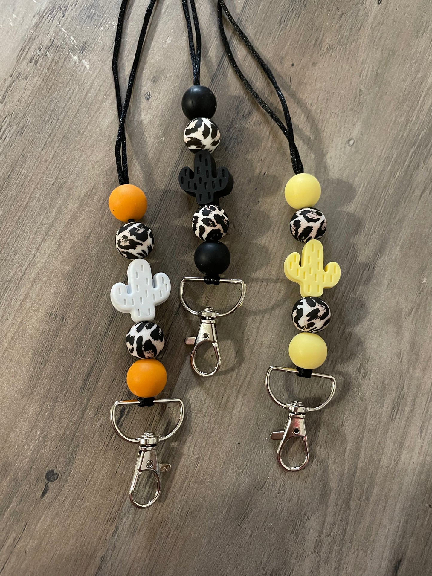 Cactus Silicone Beaded Lanyard