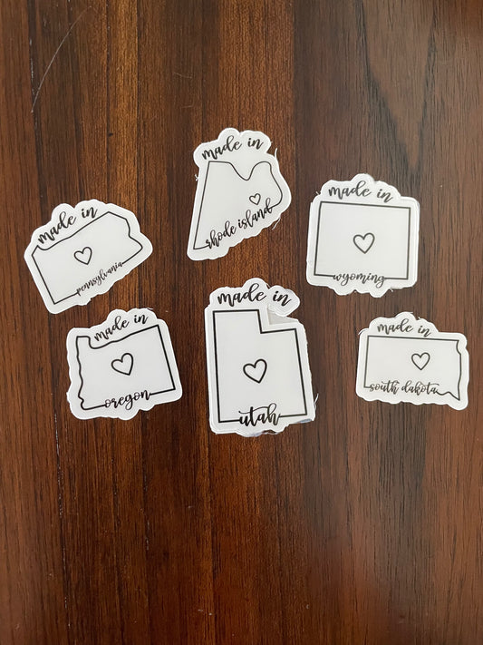 Made in State Vinyl Stickers