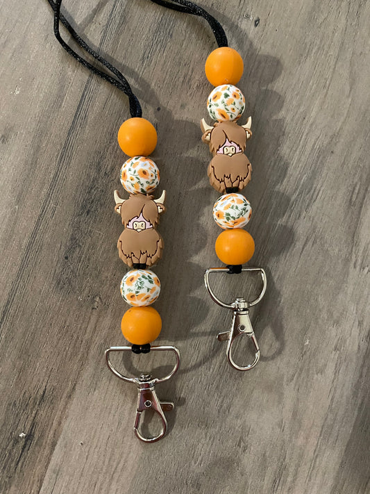 Highland Cow Silicone Lanyard