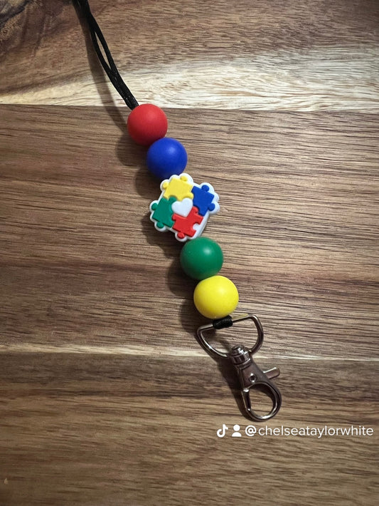 Autism Awareness Puzzle Lanyard