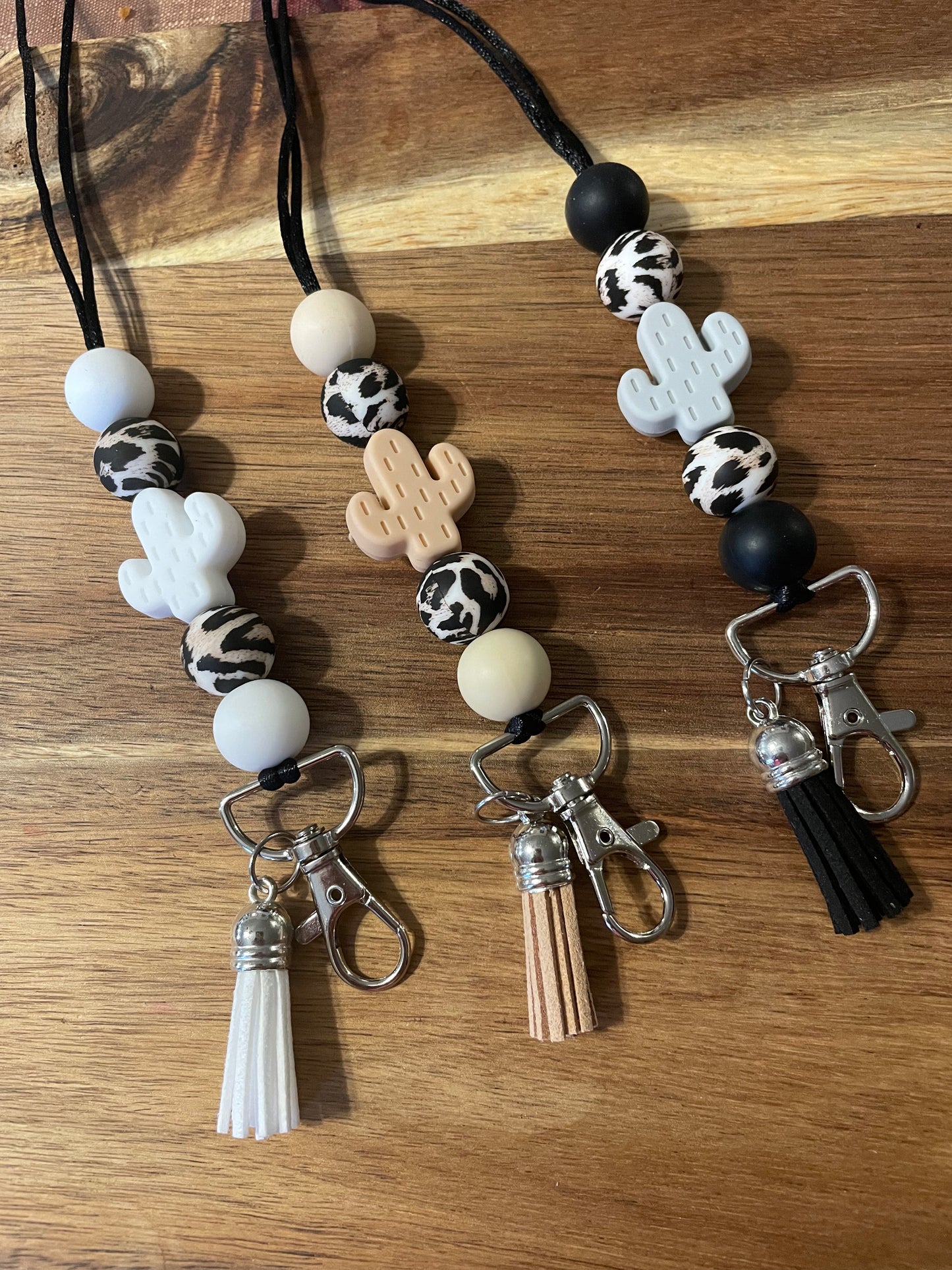 Cactus Silicone Beaded Lanyard