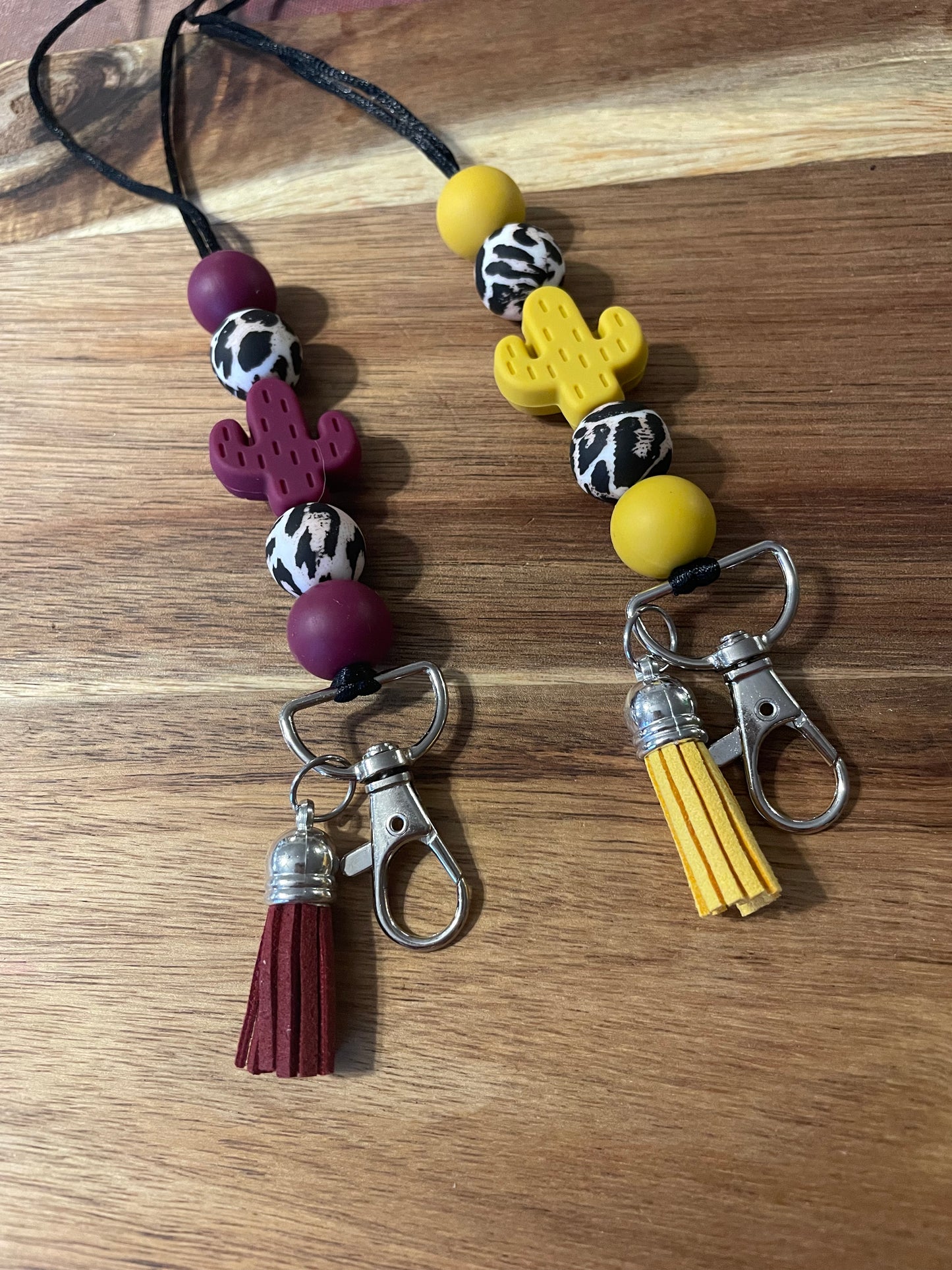 Cactus Silicone Beaded Lanyard