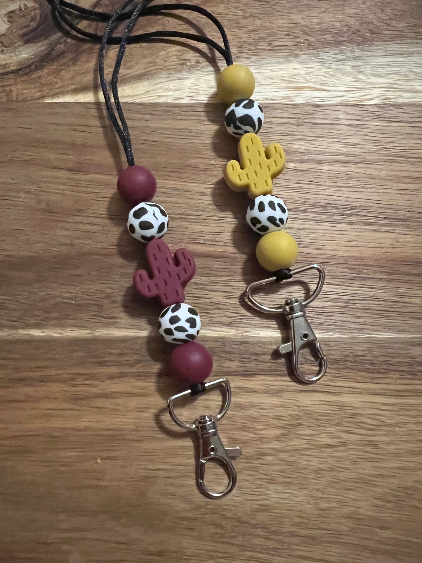 Cactus Silicone Beaded Lanyard