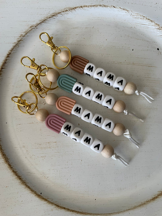 Mama Rainbow Silicone Keychain